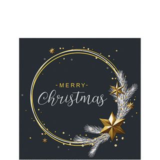 Ambiente - Paper Napkins Christmas - Pack of 20 - Cocktail Size - Wishing Ring Black