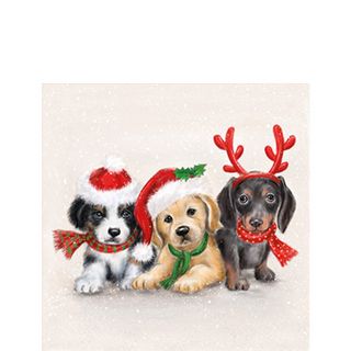 Ambiente - Paper Napkins Christmas - Pack of 20 - Cocktail Size - Sweet Dogs