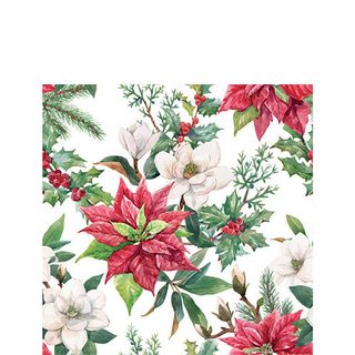Ambiente - Paper Napkins Christmas - Pack of 20 - Cocktail Size - Christmas Florals
