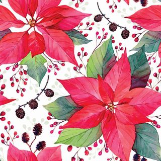 Ambiente - Paper Napkins Christmas - Pack of 20 - Luncheon Size - Poinstetia and Berries