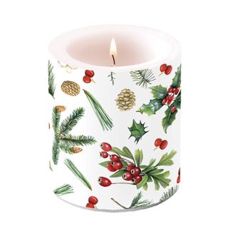 Ambiente Home - Candle - Medium - Winter Greenery White