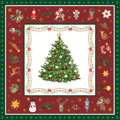 Ambiente - Paper Napkins Christmas - Pack of 20 - Luncheon Size - Christmas Evergreen Red