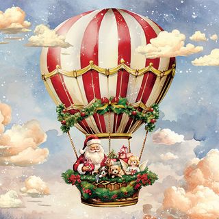 Ambiente - Paper Napkins Christmas - Pack of 20 - Luncheon Size - Santa's Air Balloon