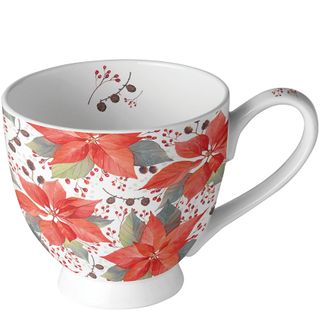Ambiente Home - Tea Cup Fine Bone China - Poinsettia and Berries