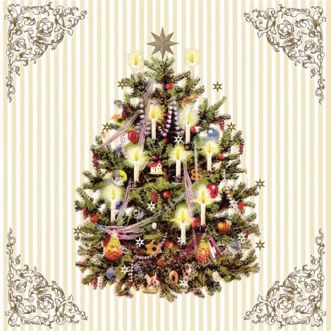 Ambiente - Paper Napkins Christmas - Pack of 20 - Luncheon Size - Christmas Tree Cream
