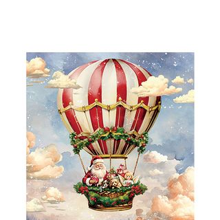 Ambiente - Paper Napkins Christmas - Pack of 20 - Cocktail Size - Santa's Air Balloon