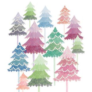 Ambiente - Paper Napkins Christmas - Pack of 20 - Luncheon Size - Watercolour Trees