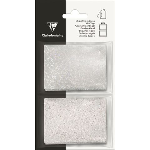 Clairefontaine - Pack of 10 Holgraphic Glitter Gift Tags - White