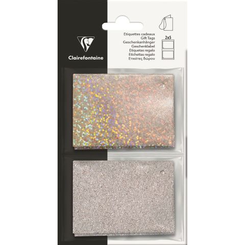 Clairefontaine - Pack of 10 Holgraphic Glitter Gift Tags - Silver