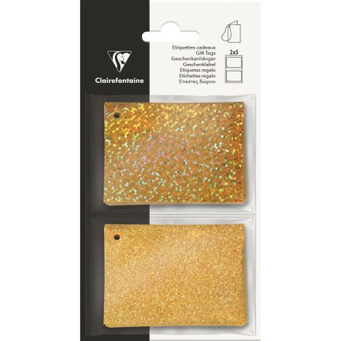 Clairefontaine - Pack of 10 Holgraphic Glitter Gift Tags - Gold
