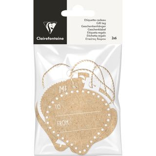 Clairefontaine - Pack of 12 Kraft Gift Tags - Christmas Baubles