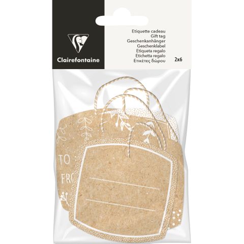 Clairefontaine - Pack of 12 Kraft Gift Tags - Square