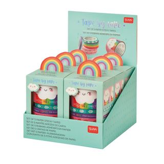 Legami - Set of 5 Paper Sticky Tapes - Rainbow - Tape By Tape Display Pack of 6 Sets