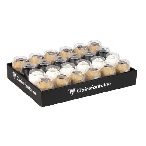 Clairefontaine - Box of 24 Matte Ribbons (10 metres x 7mm) - Kraft, White and Black