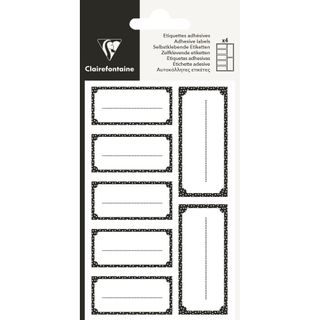 Clairefontaine - Pack of 28 White Kraft Adhesive Labels - Black Rectangle