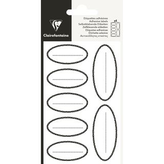 Clairefontaine - Pack of 28 White Kraft Adhesive Labels - Black Oval