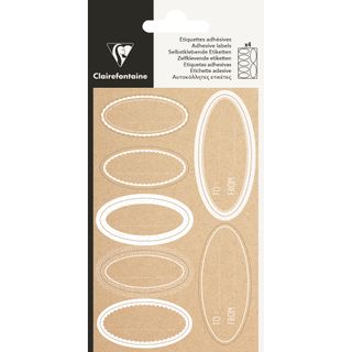 Clairefontaine - Pack of 28 Kraft Adhesive Labels - White Oval