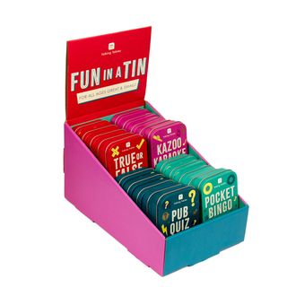 Talking Tables - Fun In A Tin - Mixed Display Pack of 20 pcs (5 of Each Title)