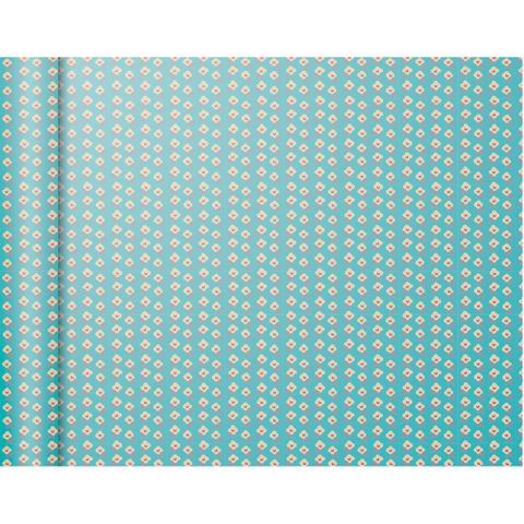 Clairefontaine - Tiny Roll Wrap - 80gsm Matte Coated Paper - 5m x 0.35m - Flowers On Blue