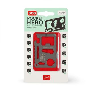 Legami SOS Pocket Hero - 11-In-1 Multi-Tool Credit Card - Display Pack of 12 Pcs