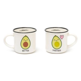 Legami - Espresso For Two - Set of 2 New Bone China Coffee Mugs 50 mL - Avocado