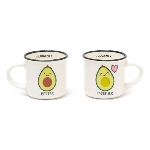 Legami - Espresso For Two - Set of 2 New Bone China Coffee Mugs 50 mL - Avocado