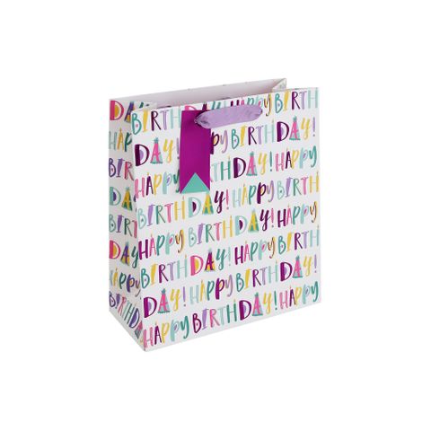 Eurowrap - Birthday Text - Medium Gift Bag