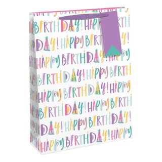 Eurowrap - Birthday Text - Large Gift Bag