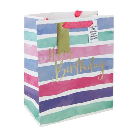 Eurowrap - Birthday Stripes - Large Gift Bag