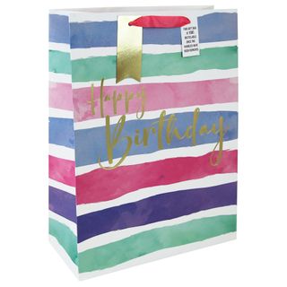 Eurowrap - Birthday Stripes - Extra Large Gift Bag