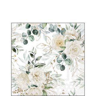 Ambiente - Paper Napkins - Pack of 20 - Cocktail Size - Eucalyptus & Roses