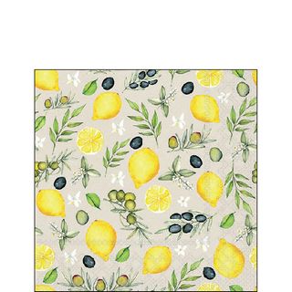 Ambiente - Paper Napkins - Pack of 20 - Cocktail Size - Olives & Lemon