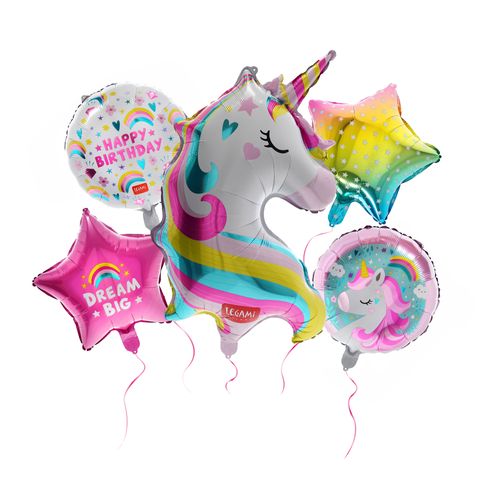 Legami Set of 5 Birthday Party Balloo - Let's Party! - Unicorn