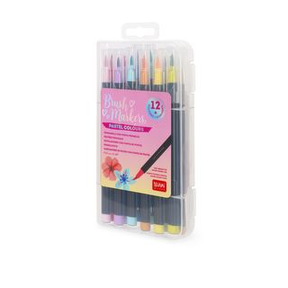 Legami - Set of 12 Brush Markers - Brush Markers - Pastel Colours