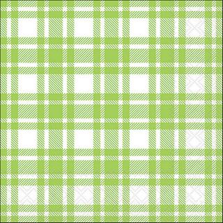 Ambiente - Paper Napkins - Pack of 20 - Luncheon Size - Checkered Pattern Green