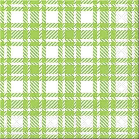 Ambiente - Paper Napkins - Pack of 20 - Luncheon Size - Checkered Pattern Green