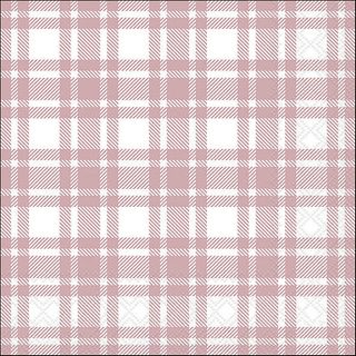 Ambiente - Paper Napkins - Pack of 20 - Luncheon Size - Checkered Pattern Pastel Rose*