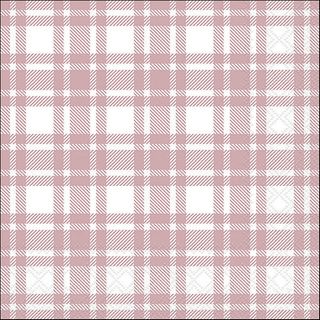 Ambiente - Paper Napkins - Pack of 20 - Luncheon Size - Checkered Pattern Pastel Rose