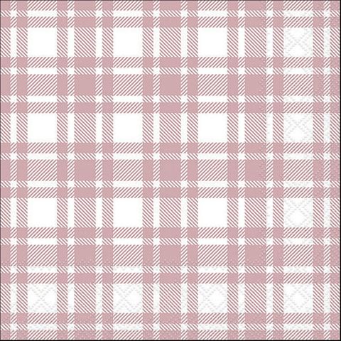 Ambiente - Paper Napkins - Pack of 20 - Luncheon Size - Checkered Pattern Pastel Rose