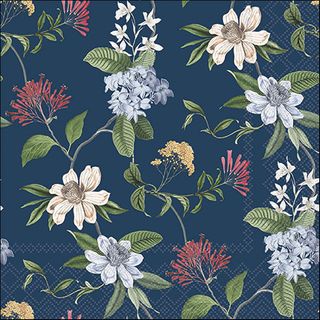 Ambiente - Paper Napkins - Pack of 20 - Luncheon Size - Floral Mix Blue