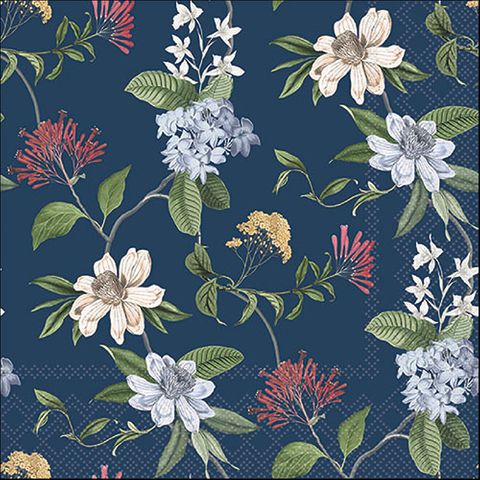 Ambiente - Paper Napkins - Pack of 20 - Luncheon Size - Floral Mix Blue