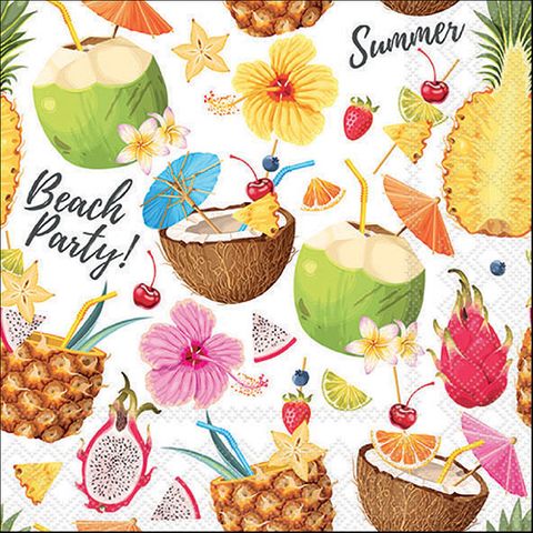 Ambiente - Paper Napkins - Pack of 20 - Luncheon Size - Beach Party White