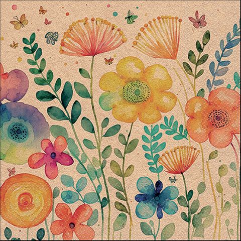 Ambiente - Paper Napkins - Pack of 20 - Luncheon Size - Recycled Vibrant Spring Nature