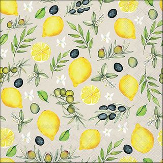 Ambiente - Paper Napkins - Pack of 20 - Luncheon Size - Olives & Lemon