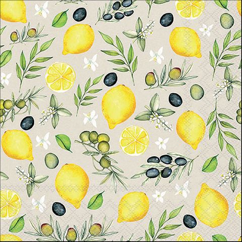 Ambiente - Paper Napkins - Pack of 20 - Luncheon Size - Olives & Lemon