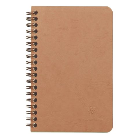 Clairefontaine - My Essentials - Wirebound Notebook With Pockets - 11 x 17cm - Ruled - Tobacco