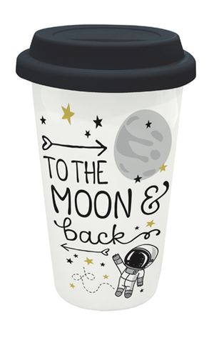 Legami - L'Americano - New Bone China Double Walled Mug 300 mL - To The Moon and Back