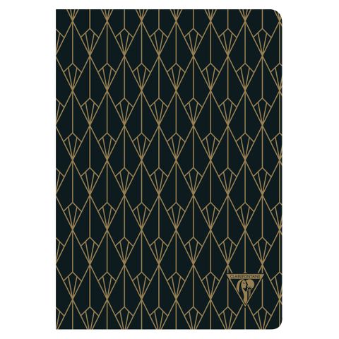 Clairefontaine - Neo Deco Collection - Sewn Spine Notebook - A5 - Ruled - Diamond Ebony Black