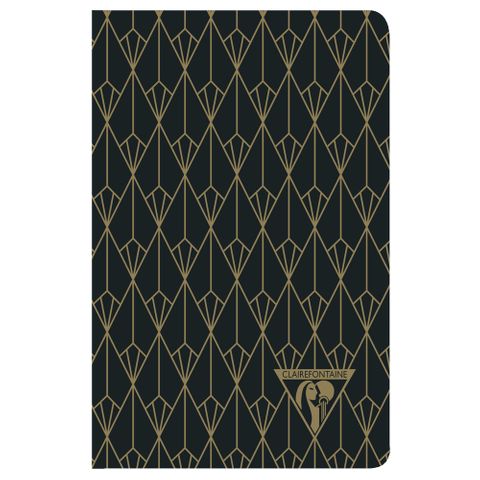 Clairefontaine - Neo Deco Collection - Sewn Spine Notebook - Pocket - Ruled - Diamond Ebony Black