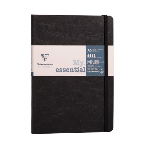 Clairefontaine - My Essentials - Threadbound Notebook - A5 - 5 x 5 Grid - Black